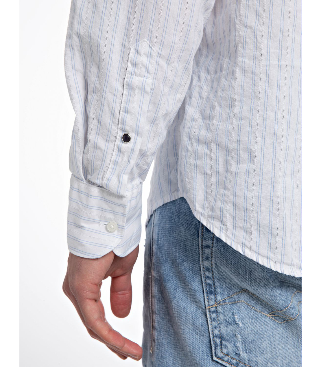 ストライプコットンドビーシャツ 詳細画像 ホワイト×ブルー 5